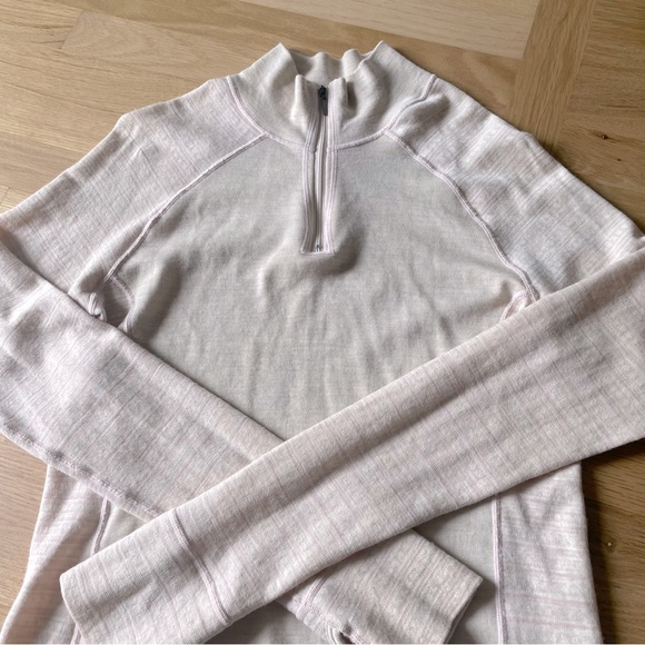 Dakini Womens Merino Wool 1/4 Zip Nordic Tan and light pink base layer Size XL - Picture 2 of 9